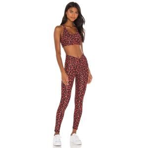 Beach Riot Rocky Tank and Cara Leggings Set in Red Wine Leopard